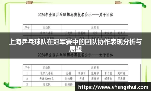 上海乒乓球队在冠军赛中的团队协作表现分析与展望